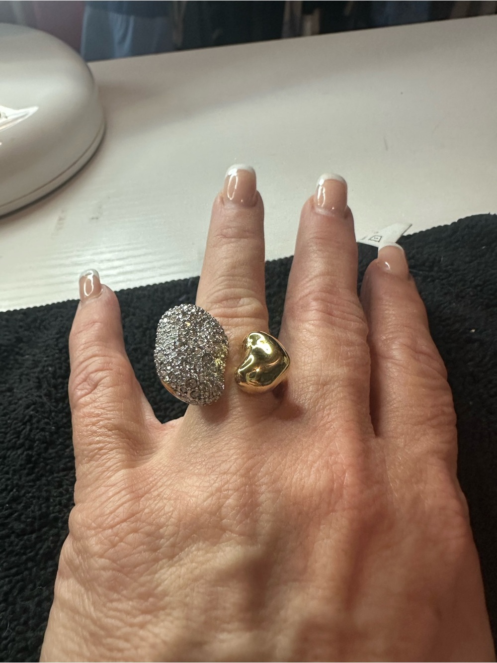 Alexis Bittar Gold Heart & Crystal Pavé Duo Ring
